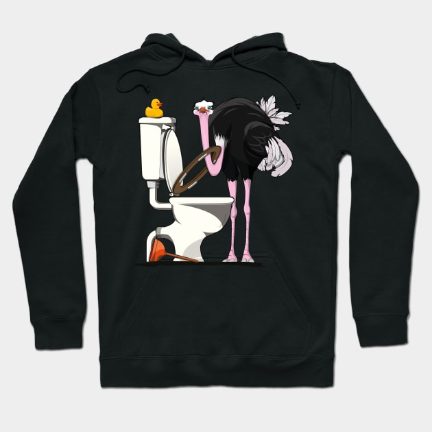 Ostrich on the Toilet Hoodie by InTheWashroom